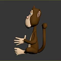 Cartoon Brown Monkey Sitting Cross Legged With Hands Clasped Calm Expression On Dark Background