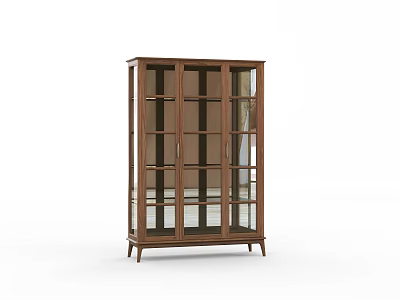 Wooden Wine Cabinet With Glass Doors For Display And Storage In Home 3d model