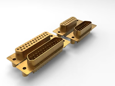 Industrial Connectors with Golden Finish Multiple Pins and Metal Construction for Electrical Use 3d model