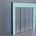 Modern Swing Door Design With Blue Neon Border And Perforated Dot Pattern Against Gray Background 3d model