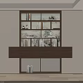 Modern Bookcase Design With Lighting Multi Layer Shelves Books And Decorative Items 3d model