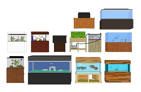 Modern fish tank ornaments 3d model