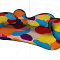 Three Seater Sofa Featuring Vibrant Multicolored Polka Dots Modern Artistic Style