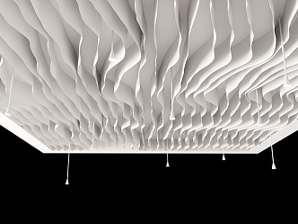 Special-shaped ceiling corrugated wave ceiling random curling paper yoga room ceiling dance room ceiling method 3d model