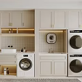Sleek Modern Bathroom Cabinet Rack With Washing Machine Dryer Mirror And Sink