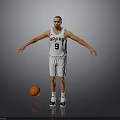 Man Wearing SPURS Number 9 Jersey Standing with Basketball on Gray Background