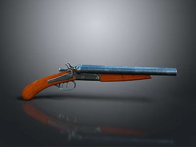 Antique Pistol Weapon with Wooden Grip and Metal Barrel Classic Design 3d model