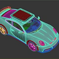 Turquoise Sports Car with Black Roof Rack Wheels and Red Brake Calipers Modern Design