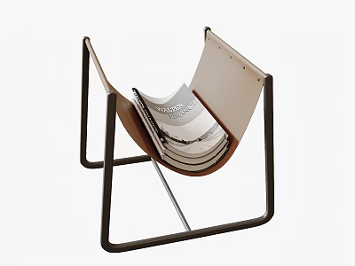 Modern Corner Side Table With Metal Frame And Stacked Magazines 3d model