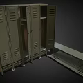 Metal Storage Lockers With Multiple Units Open Doors And Side Bench For Storage
