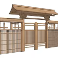 New Chinese Style Gate Patio Door 3d model