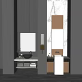 Modern Bathroom Vanity With Marble Countertop Mirror And Storage Cabinets
