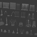 3D Wireframe Fountain Design Models Featuring Various Shapes and Structures 3d model