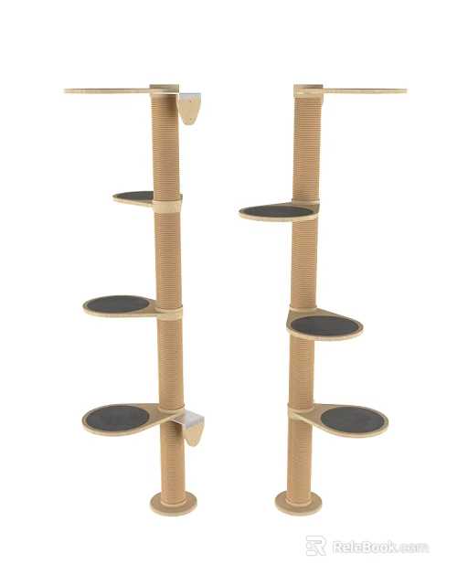 Cat Tree with Multiple Platforms Jute Rope Scratching Posts Brown Black for Cats Play Rest 3d model