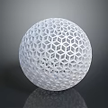 Intricate White Geometric Lattice Sphere With Hexagonal Pattern On Dark Background 3d model