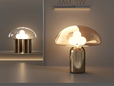Modern Transparent Glass Table Lamp With Cloud Shaped Bulbs And Metal Base 3d model