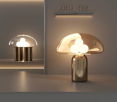 Modern Transparent Glass Table Lamp With Cloud Shaped Bulbs And Metal Base 3d model