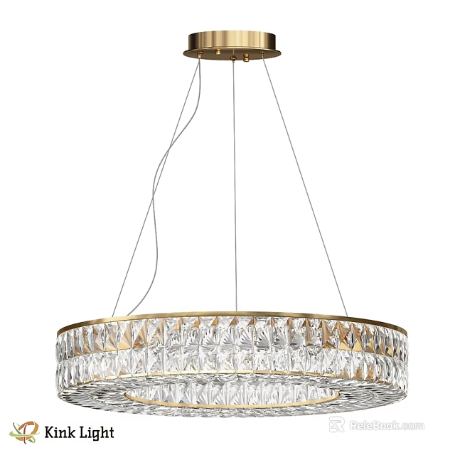 Elegant Crystal Chandelier With Gold Frame Modern Design For Home Interior 3d model 