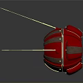 Red Spherical Spacecraft With Metallic Structure And Antennas For Cosmic Exploration 3d model