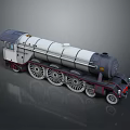 Vintage Steam Train With White Gray Body Large Cylindrical Boiler And Red Accents
