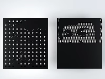 Modern Black Square Room Divider With Dot Pattern Face Design Decorative 3d model