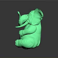 Cute Neon Green Elephant Toy In Sitting Pose With Open Mouth And Large Ears