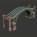 Detailed Stone Arch Bridge Model With Ornate Pillars And Curved Railings
