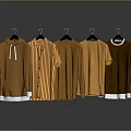 Hanging Orange Clothing With Various Styles Including Hoodie Striped Shirt And T Shirts