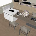 Log Wind Island Table Home Dining Table and Chair Combination Water Bar Table Sideboard Jewelry Ornaments 3d model
