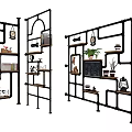 Modern Open Multi tier Shelving Unit With Metal Frame For Storage And 3d model