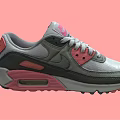 Stylish Gray Pink White Sneakers Featuring Air Cushion Sole And Classic Design Details