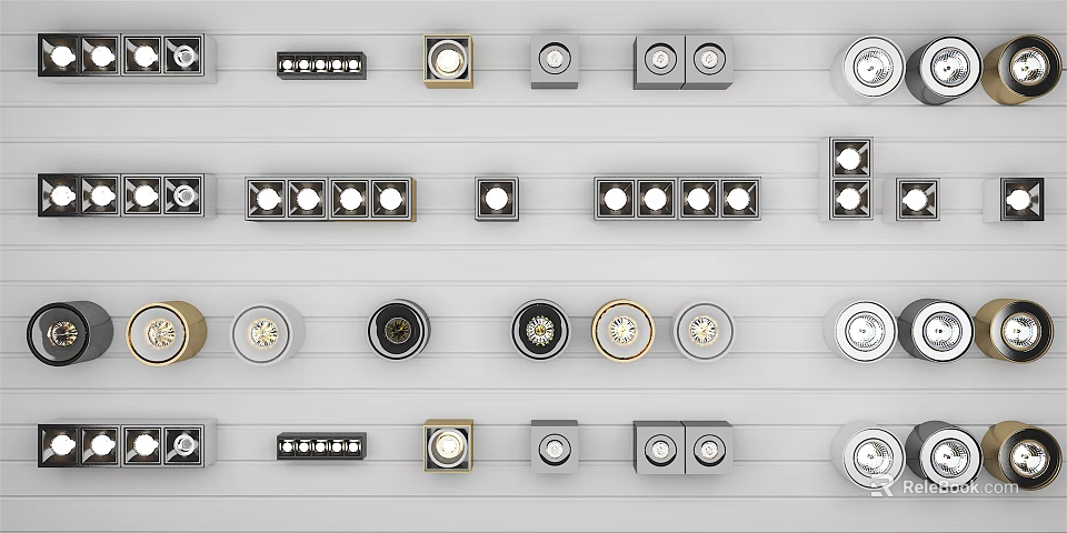 Various Styles Modern Downlights And Spotlights With Different Color Finishes And Designs 3d model 
