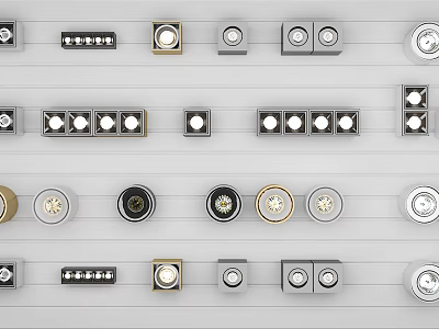 Various Styles Modern Downlights And Spotlights With Different Color Finishes And Designs 3d model