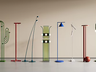 Modern Minimalist Floor Lamp Bauhaus Floor Lamp Memphis Floor Lamp Fishing Lamp Cactus Metal Floor Lamp 3d model