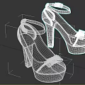 Stylish Black High Heels with Platform Sole Ankle Strap and Decorative Buckle