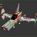 Colorful 3D Fighter Jet Render With Red Blue White Sleek Design And Detailed Wings Tail