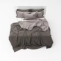 Double Bed Bedding Showcase With Neutral Tones Pillows And Various Styles 3d model