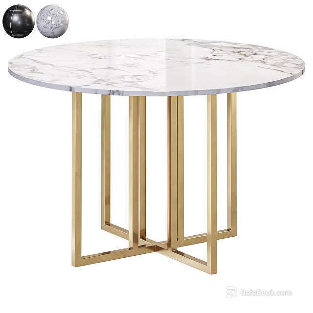 Elegant Modern Round Marble Table With Gold Metal Legs Design 3d model