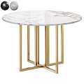 Elegant Modern Round Marble Table With Gold Metal Legs Design 3d model