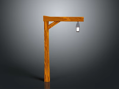 Wooden Bracket With Hanging Lantern For Outdoor Decor And Lighting Fixture 3d model