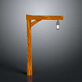 Wooden Bracket With Hanging Lantern For Outdoor Decor And Lighting Fixture