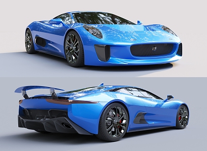 Blue Car sports car Jaguar 3d model