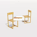 Two Simple Design Wooden Single Chairs With Light Wood Color Backrest And Four Legs