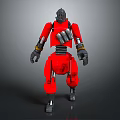 Red Armored Robot Game Movie Character Featuring Mechanical Body And Metal Armor
