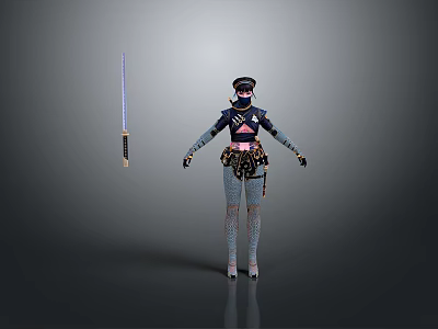 Fantasy Warrior Character With Mythical Creature And Sword In Armor Outfit 3d model