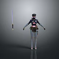 Fantasy Warrior Character With Mythical Creature And Sword In Armor Outfit