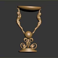 Golden Decorative Furniture With Sculptural Figure Base And Intricate Artistic Design