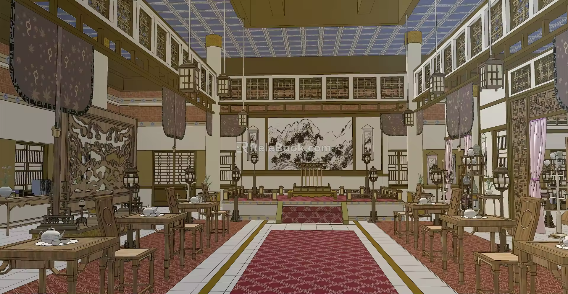 Chinese-style main hall ancient style main hall ancient 3d model