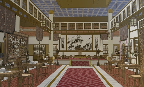 Chinese-style main hall ancient style main hall ancient 3d model