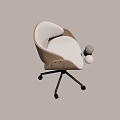 Ergonomic Office Chair With White Cushion Wooden Frame Five Point Base And Black Wheels